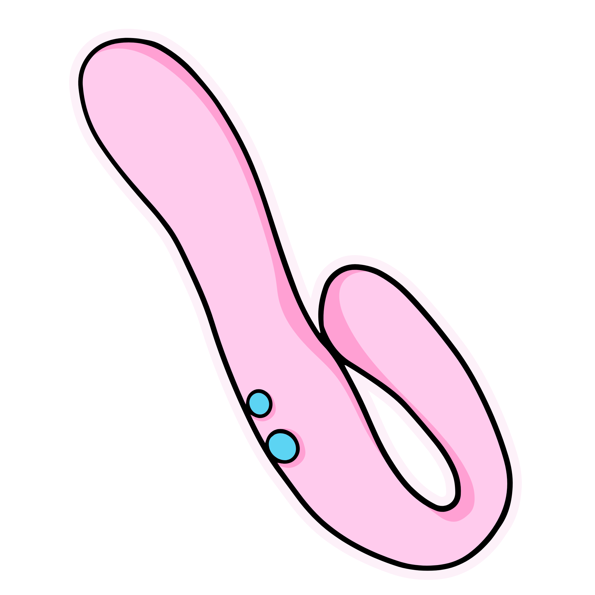 Sara curved G-spot vibrator in liquid silicone